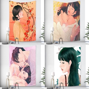 Raffiné romantique Premium Ambiance chambre esthétique porte rideau Comics Happy Time série tenture murale Polyester tapisseries - Product Image 3