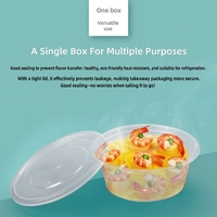Conteneur à soupe rond en plastique transparent noir, sans BPA, en PP, avec couvercle, pour emballage alimentaire chaud ou froid