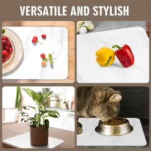 Skymoving Home Marble Eco-Friendly Super Absorbent Heat Resistant Diatomite Stone Dish Drying Mats For Kitchen Counter