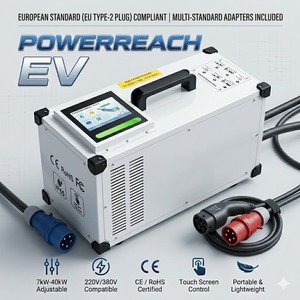 Nouvelle borne de recharge portable pour véhicules électriques haute <span class=keywords><strong>puissance</strong></span> 40 kW, 380 V triphasé, station de recharge intelligente EVSE, écran tactile, certifiée CE RoHS, pour extérieur - Product Image 5