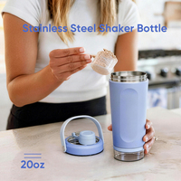 Bouteille d'eau isotherme en acier inoxydable Everich à double paroi, gourde de sport et shaker à protéines avec compartiment de rangement inférieur