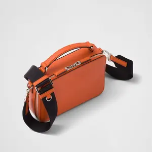 Designer Logo Zipper Pockets Orange Men Crossbody Bags Popular Saffiano Leather Messenger Cross body Shoulder Bag