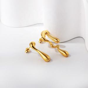 18K <b>Gold</b> <b>Plated</b> Geometric Stainless Steel <b>Plated</b> Cute <b>Hoop</b> <b>Earrings</b> Hollow Irregular Fashion Jewelry Unique Waterproof <b>Earrings</b> - Product Image 3