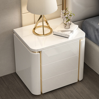 Table de chevet intelligente en bois haut de gamme, luxe léger, 3 tiroirs, couleur personnalisable, installation gratuite, moderne, blanche, chambre à coucher, salon