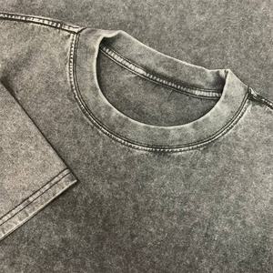 T-shirt épais personnalisé 240gsm Vintage lavé pour hommes t-shirt surdimensionné vierge en coton pour hommes en détresse - Product Image 2