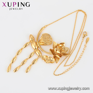 46866 xuping <strong>Copper</strong> <strong>Alloy</strong> <strong>Jewelry</strong> 24k Dubai Gold Color Lotos Flower Pendant Necklace - Product Image 5