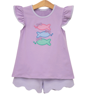 Tenues décontractées personnalisées pour enfants : shorts respirants à motifs de coquillages et barboteuses bulles pour tout-petits, assorties pour frères et sœurs - Product Image 4