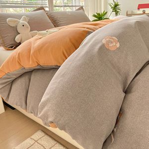 Juego de cuatro piezas de algodón puro de lana gruesa, funda de edredón de cama cálida de algodón en otoño e invierno - Product Image 4