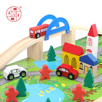 40pcs Rel Kereta Api Kayu Set Mainan Kereta Api untuk Anak-Anak