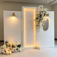 Mur de fond de scène de mariage à LED blanches, panneau personnalisé avec logo pour photomaton, idéal pour la décoration de réceptions, cérémonies, banquets et événements