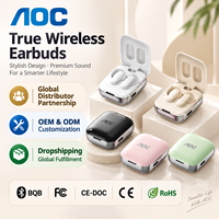 Écouteurs sans fil AOC TWS BT 6.0 avec transducteur dynamique de 13 mm, réduction de bruit ENC, son stéréo, écouteurs légers OEM