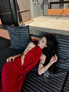 Robes midi asymétriques à franges, dos nu, formelles, avec fente haute, en satin respirant, pour les fêtes sur la plage, l'été - Product Image 4