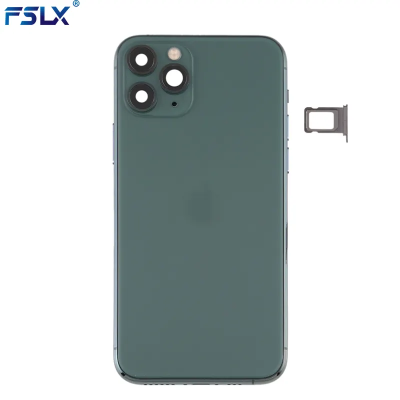 For iPhone 11 Pro Back Cover Middle Chassis Frame With SIM Tray Side Key Parts Full Housing Case Door Assembly Replacement部分