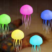 Nouvelle Lampe Méduse Créative Intelligente à Commande Vocale, Tentacules Flottants Dynamiques, LED Nuit Éblouissante pour Chambre à Coucher, en Verre