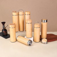 Grosir 500ml Double Wall baja anti karat botol air bambu terisolasi bebas BPA Tumbler vakum untuk perjalanan desain klasik