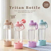 Nouvelle tasse à eau multicolore transfrontalière 2026 avec paille, 710 ml, en Tritan, pour thé au lait, idéale comme cadeau promotionnel