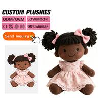 Poupées en tissu africaines américaines personnalisées OEM ODM, poupées en peluche noires personnalisées, poupées africaines, peluches afro-américaines en gros