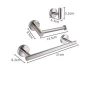 Ensemble de 3 supports muraux en acier inoxydable pour serviettes, porte-papier et crochets, facile à nettoyer, pour salle de bain