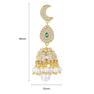 Boucles d'oreilles Jhumka Jhumki indiennes de haute qualité en laiton AAA Zircon creuses rétro pendantes à pampilles <span class=keywords><strong>JADEAR</strong></span> plaquées or rose - Product Image 5