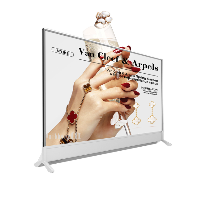 Transparent OLED Floor Standing Display 178° Ultra-wide Viewing Angle 600cd 1920*1080 High Transparency Screen Interactive