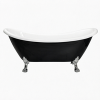 Baignoire autoportante ovale en acrylique 67 x 30 pouces avec pieds de chaise, sans perçage pour robinetterie, drain central inclus
