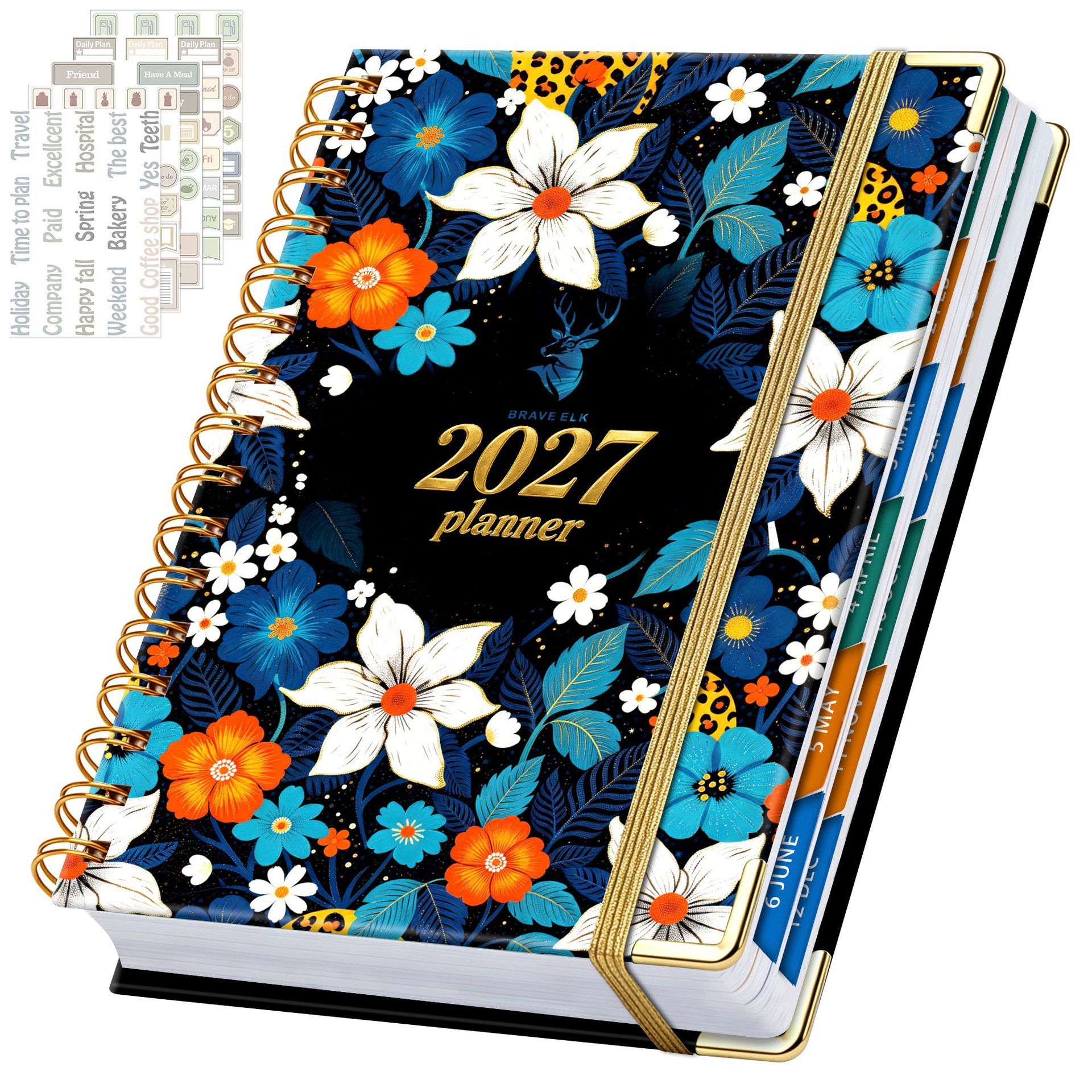 Azul floral, 5 hojas de pegatinas.