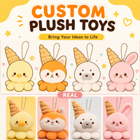 Porte-clés personnalisé en peluche ultra douce avec doublure en maille, personnalisez votre design, pendentif animal pieuvre, cône de crème glacée, cadeaux promotionnels PP
