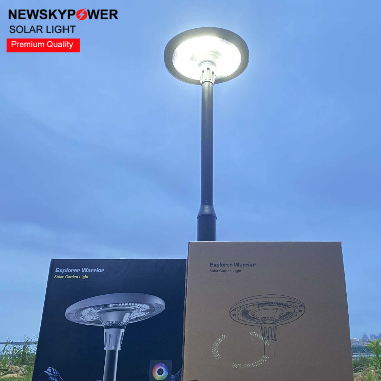 Lampu Jalan tenaga surya Led luar ruangan IP65 lampu rumah Led taman tahan air 1200W pencahayaan tenaga surya RGB fungsi irama musik lampu