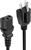 Câble d'alimentation Volex 220 V pour ordinateur portable, prise mâle 15A, 18AWG, 3 broches, IEC320, cordon d'extension d'alimentation à angle droit C13 vers Nema 5-15P, US