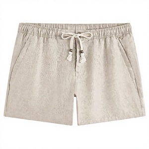 Custom <b>Men</b> Solid 100% Linen <b>Woven</b> Board <b>Shorts</b> Elastic Waist Drawstring Casual Breathable Quick Dry OEM Service Running <b>Shorts</b> - Product Image 4
