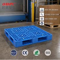 Palette en plastique HDPE 1100x1100, entrée 4 voies, dessus grillagé, palette hygiénique pour entrepôt et stockage frigorifique