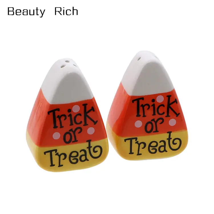 Porcelain Salt and Pepper Shakers Halloween Table Accessories Candy Corn