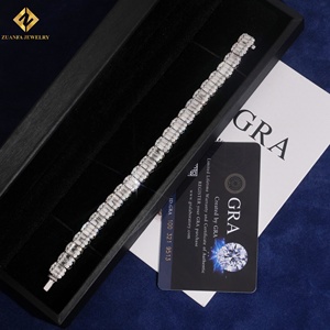 Pulsera de tenis de moissanita chapada en rodio de plata 925 ZUANFA con corte esmeralda y engaste de puntas, pulsera de lujo para mujer - Product Image 3
