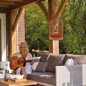 Besleme kase ve ayakta direkleri ile küçük kuş kafesi kuş kafesi plastik yuvarlak kuş kafesi asılı - Product Image 6