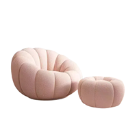 Fauteuil pivotant de style moderne, canapé paresseux confortable avec repose-pieds, pouf en tissu rembourré, canapé compressé en boîte