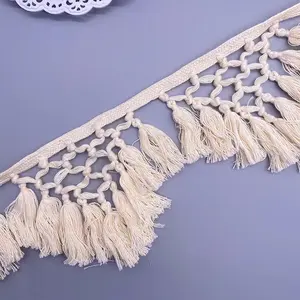 Wholesale Cotton Tassel Lace Trim and Fringe for Curtains and Carpets Dress Fashion Decorative Bulk Style Material Textile Type