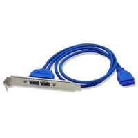 DFX 20Pin to Dual USB a Female PCI Bracket Cable 50cm, Blue 5Gbps Super Speed Internal Data Wire for Desktop Computer