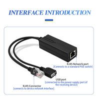 802.3Af/AT 48V 5V 2.4A Conector de interfaz hembra USB Separador de alimentación Ethernet Aislamiento Divisor PoE para interruptores de red IP