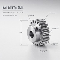 Engrenage droit en acier sur mesure, roue dentée droite de 22 mm, petite roue dentée de transmission de précision usinée CNC pour entraînement d'arbre moteur