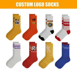 Gratis Ontwerp En Samples Nieuw Design Logo Custom Mannen Sokken Comfortabele Mode Casual Sox Custom Crew Sok