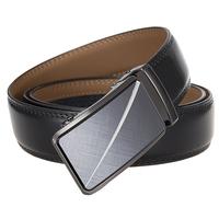 Ceinture automatique large en cuir de vachette, sans perforation, avec boucle dorée mate, pour homme, formelle et décontractée, double couche, lisse.