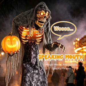 Decorazione Animatronica di Halloween, Lanterna a Forma di Zucca Parlante in Inglese con Occhi LED Mobili e Illuminati - Product Image 5
