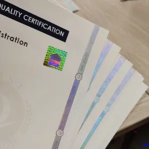 Heiß prägen Hologramm UV unsichtbares Design Wasser zeichen Papier druck Gramm Schmuck Bericht Zertifikat