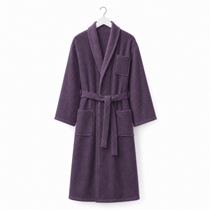 Couple Bathrobe Shawl Collar Two Sided purple Snug Machine Washable for Travel and Retail <strong>Men</strong> Belted <strong>Dressing</strong> <strong>Gown</strong> - Product Image 1