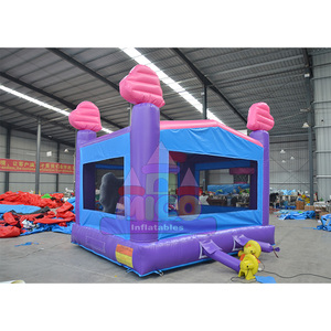 Château gonflable commercial violet et rose pour enfants, idéal pour les fêtes en extérieur – Location de structures gonflables en forme de cœur pour enfants - Product Image 4