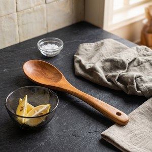 Cuchara de servir de madera, pulida a mano, estilo sencillo para uso en la cocina, ecológica, estilo sencillo, cubiertos para decoración de mesa, utensilios de cocina - Product Image 1