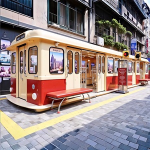 Puesta de Sol junto al Mar, Tren Metropolitano Retro, Hermosa Decoración para Exteriores, Escena Real, Lugar de Fotografía, Centro Comercial, Famoso en Internet - Product Image 3