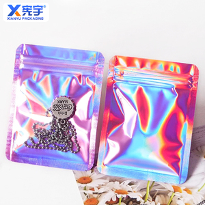 En stock, sac de scellage holographique <span class=keywords><strong>bleu</strong></span> rose, sac en mylar résistant à l'humidité avec fermeture éclair et fenêtre transparente pour bijoux, collier, pierres précieuses, bague - Product Image 5