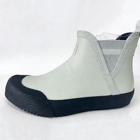 Bottes de pluie à cheville élastique bicolores blanc et noir, embout renforcé, imperméables, antidérapantes, pour usage quotidien