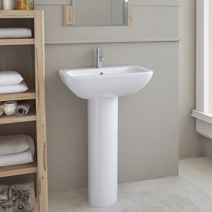 <span class=keywords><strong>Lavabo</strong></span> <span class=keywords><strong>sur</strong></span> <span class=keywords><strong>pied</strong></span> en céramique moderne avec finition blanche, vasque de salle de bain autoportante - Product Image 6